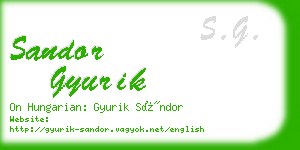 sandor gyurik business card